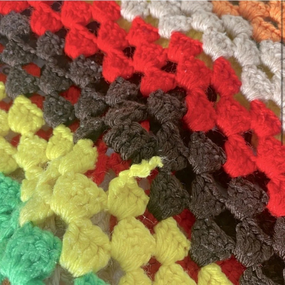 Vintage Handmade Striped Crochet Afghan  Throw Blanket - Picture 3 of 12